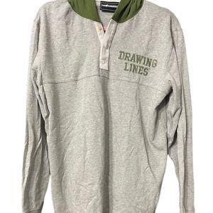 The Hundreds Drawing Lines Mens Gray Long sleeve Tshirt with Green Hood